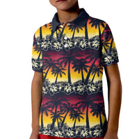 Hawaii Hibiscus Palm Tree Sunset Kid Polo Shirt Tropical Style - Wonder Print Shop