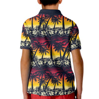 Hawaii Hibiscus Palm Tree Sunset Kid Polo Shirt Tropical Style - Wonder Print Shop
