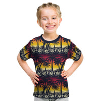 Hawaii Hibiscus Palm Tree Sunset Kid T Shirt Tropical Style - Wonder Print Shop
