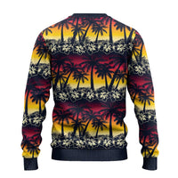 Hawaii Hibiscus Palm Tree Sunset Ugly Christmas Sweater Tropical Style - Wonder Print Shop