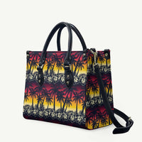 Hawaii Hibiscus Palm Tree Sunset Leather Bag Tropical Style - Wonder Print Shop