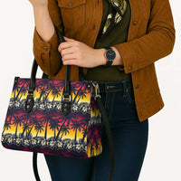 Hawaii Hibiscus Palm Tree Sunset Leather Bag Tropical Style - Wonder Print Shop