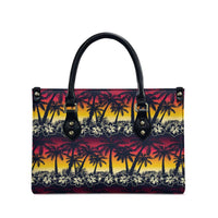 Hawaii Hibiscus Palm Tree Sunset Leather Bag Tropical Style - Wonder Print Shop