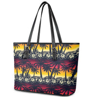 Hawaii Hibiscus Palm Tree Sunset Leather Tote Bag Tropical Style - Wonder Print Shop