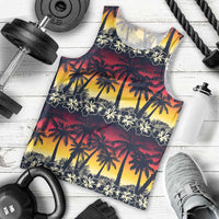 Hawaii Hibiscus Palm Tree Sunset Men Tank Top Tropical Style - Wonder Print Shop