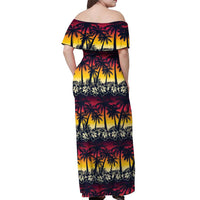 Hawaii Hibiscus Palm Tree Sunset Off Shoulder Maxi Dress Tropical Style - Wonder Print Shop