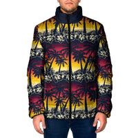 Hawaii Hibiscus Palm Tree Sunset Padded Jacket Tropical Style - Wonder Print Shop