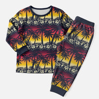 Hawaii Hibiscus Palm Tree Sunset Christmas Pajama Set Tropical Style - Wonder Print Shop