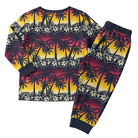 Hawaii Hibiscus Palm Tree Sunset Christmas Pajama Set Tropical Style - Wonder Print Shop