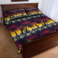 Hawaii Hibiscus Palm Tree Sunset Quilt Bed Set Tropical Style - Wonder Print Shop