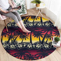Hawaii Hibiscus Palm Tree Sunset Round Carpet Tropical Style - Wonder Print Shop