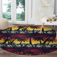 Hawaii Hibiscus Palm Tree Sunset Round Carpet Tropical Style - Wonder Print Shop