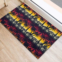 Hawaii Hibiscus Palm Tree Sunset Rubber Doormat Tropical Style - Wonder Print Shop