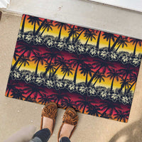 Hawaii Hibiscus Palm Tree Sunset Rubber Doormat Tropical Style - Wonder Print Shop