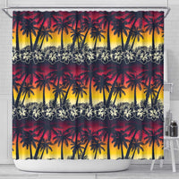 Hawaii Hibiscus Palm Tree Sunset Shower Curtain Tropical Style - Wonder Print Shop