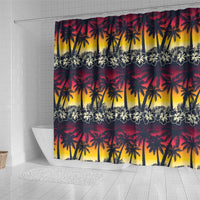 Hawaii Hibiscus Palm Tree Sunset Shower Curtain Tropical Style - Wonder Print Shop
