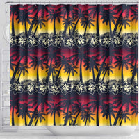 Hawaii Hibiscus Palm Tree Sunset Shower Curtain Tropical Style - Wonder Print Shop