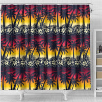 Hawaii Hibiscus Palm Tree Sunset Shower Curtain Tropical Style - Wonder Print Shop