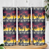 Hawaii Hibiscus Palm Tree Sunset Skinny Tumbler Tropical Style - Wonder Print Shop