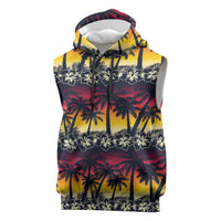 Hawaii Hibiscus Palm Tree Sunset Sleeveless Hoodie Tropical Style - Wonder Print Shop