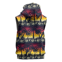Hawaii Hibiscus Palm Tree Sunset Sleeveless Hoodie Tropical Style - Wonder Print Shop