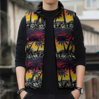 Hawaii Hibiscus Palm Tree Sunset Sleeveless Puffer Jacket Tropical Style - Wonder Print Shop