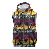 Hawaii Hibiscus Palm Tree Sunset Sleeveless Zip Hoodie Tropical Style - Wonder Print Shop