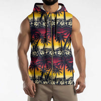 Hawaii Hibiscus Palm Tree Sunset Sleeveless Zip Hoodie Tropical Style - Wonder Print Shop