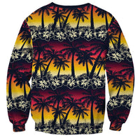 Hawaii Hibiscus Palm Tree Sunset Sweatshirt Tropical Style - Wonder Print Shop