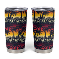 Hawaii Hibiscus Palm Tree Sunset Tumbler Cup Tropical Style - Wonder Print Shop