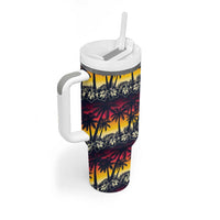Hawaii Hibiscus Palm Tree Sunset Tumbler With Handle Tropical Style - Wonder Print Shop