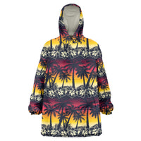 Hawaii Hibiscus Palm Tree Sunset Wearable Blanket Hoodie Tropical Style - Wonder Print Shop