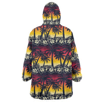 Hawaii Hibiscus Palm Tree Sunset Wearable Blanket Hoodie Tropical Style - Wonder Print Shop