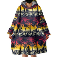 Hawaii Hibiscus Palm Tree Sunset Wearable Blanket Hoodie Tropical Style - Wonder Print Shop
