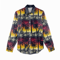 Hawaii Hibiscus Palm Tree Sunset Women Casual Shirt Tropical Style - Wonder Print Shop