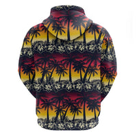 Hawaii Hibiscus Palm Tree Sunset Zip Hoodie Tropical Style - Wonder Print Shop