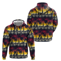 Hawaii Hibiscus Palm Tree Sunset Zip Hoodie Tropical Style - Wonder Print Shop
