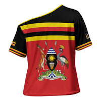 Uganda Flag Stylized Cross Shoulder Shirt Jamhuri ya Uganda