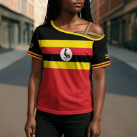 Uganda Flag Stylized Cross Shoulder Shirt Jamhuri ya Uganda