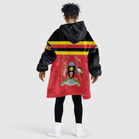 Uganda Flag Stylized Kid Wearable Blanket Hoodie Jamhuri ya Uganda