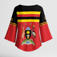 Uganda Flag Stylized Kimono Sleeve Blouse Jamhuri ya Uganda