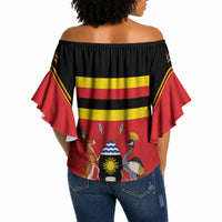 Uganda Flag Stylized Off Shoulder Wrap Waist Top Jamhuri ya Uganda