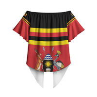 Uganda Flag Stylized Off Shoulder Wrap Waist Top Jamhuri ya Uganda