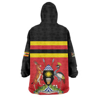 Uganda Flag Stylized Wearable Blanket Hoodie Jamhuri ya Uganda