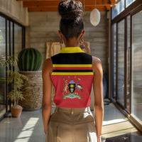 Uganda Flag Stylized Women Sleeveless Polo Shirt Jamhuri ya Uganda