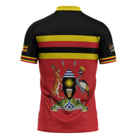 Uganda Flag Stylized Zipper Polo Shirt Jamhuri ya Uganda