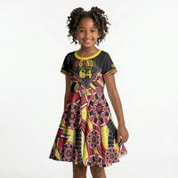 Personalised Uganda 64th Anniversary Kid Short Sleeve Dress Happy Independence Day