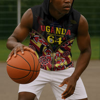 Personalised Uganda 64th Anniversary Sleeveless Hoodie Happy Independence Day