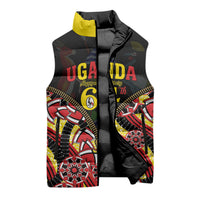 Personalised Uganda 64th Anniversary Sleeveless Puffer Jacket Happy Independence Day