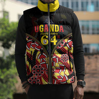Personalised Uganda 64th Anniversary Sleeveless Puffer Jacket Happy Independence Day